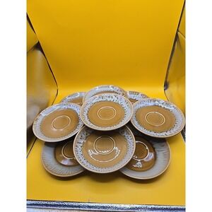 CANONSBURG POTTERY CO 7" Butterscotch Ironstone SaucerPlate Drip Lot Of 9! 1967